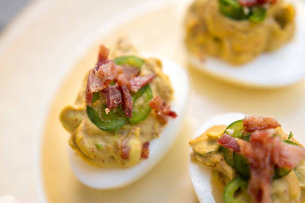 Spicy Bacon and Avocado Deviled Eggs - Dr. Anthony Gustin